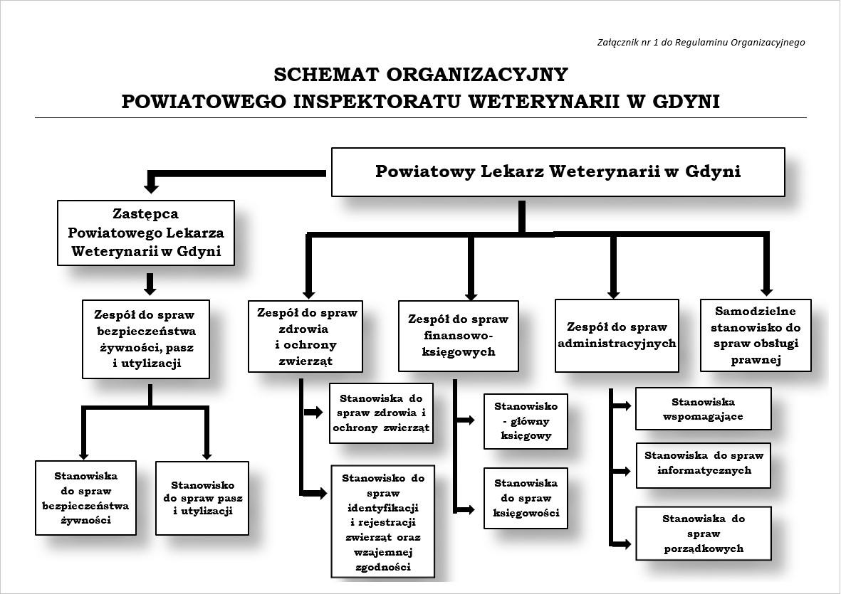 Zdjęcie przedstawia schemat organizacyjny Powiatowego Inspektoratu Weterynarii w Gdyni