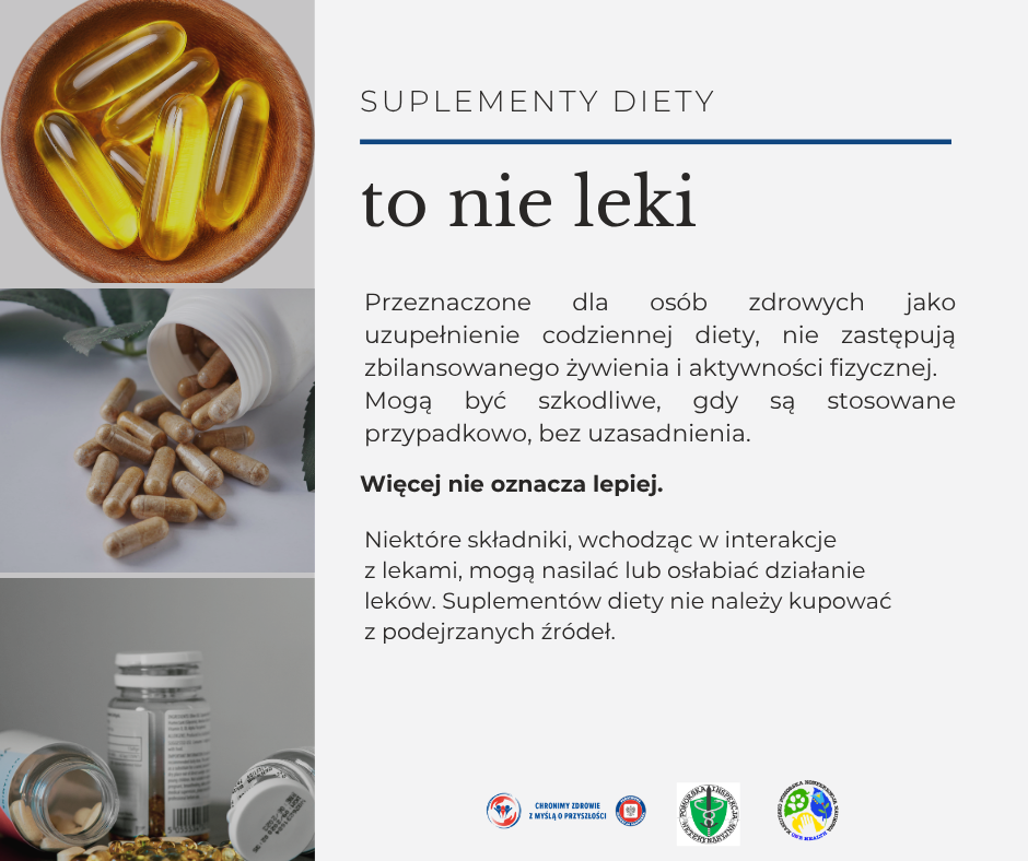 Baner z 3 zdjęć, 1 z ż&oacute;łtymi lekami na brązowej misce 2 z brązowymi lekami wysypującymi się z białego opakowania 3 trzy fiolki z lekami boczne przewr&oacute;cone i wyspujące się